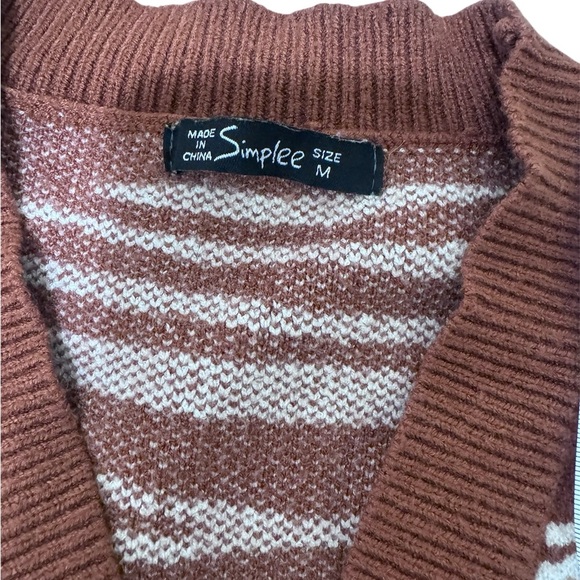 Simple Zebra Patterned Brown and White Cardigan - Picture 5 of 5